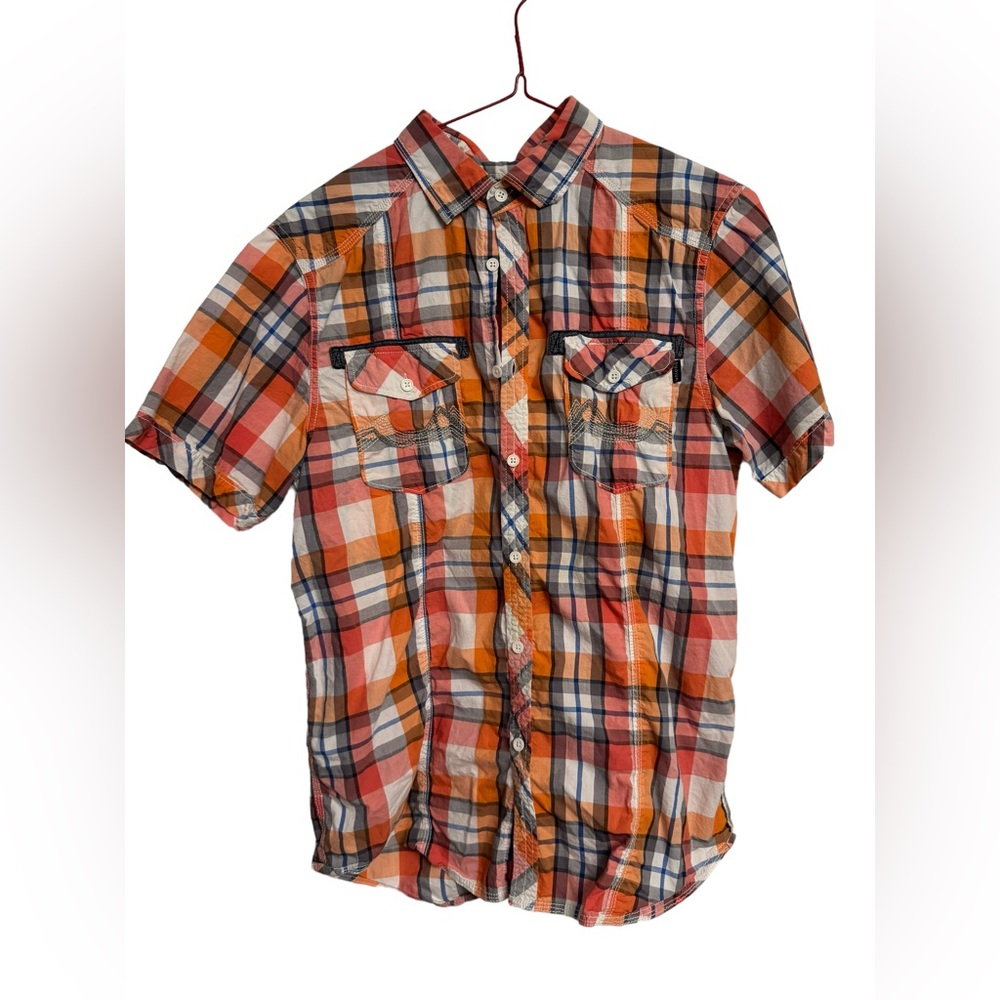 Buckle Men’s Short Sleeve Checkered Shirt